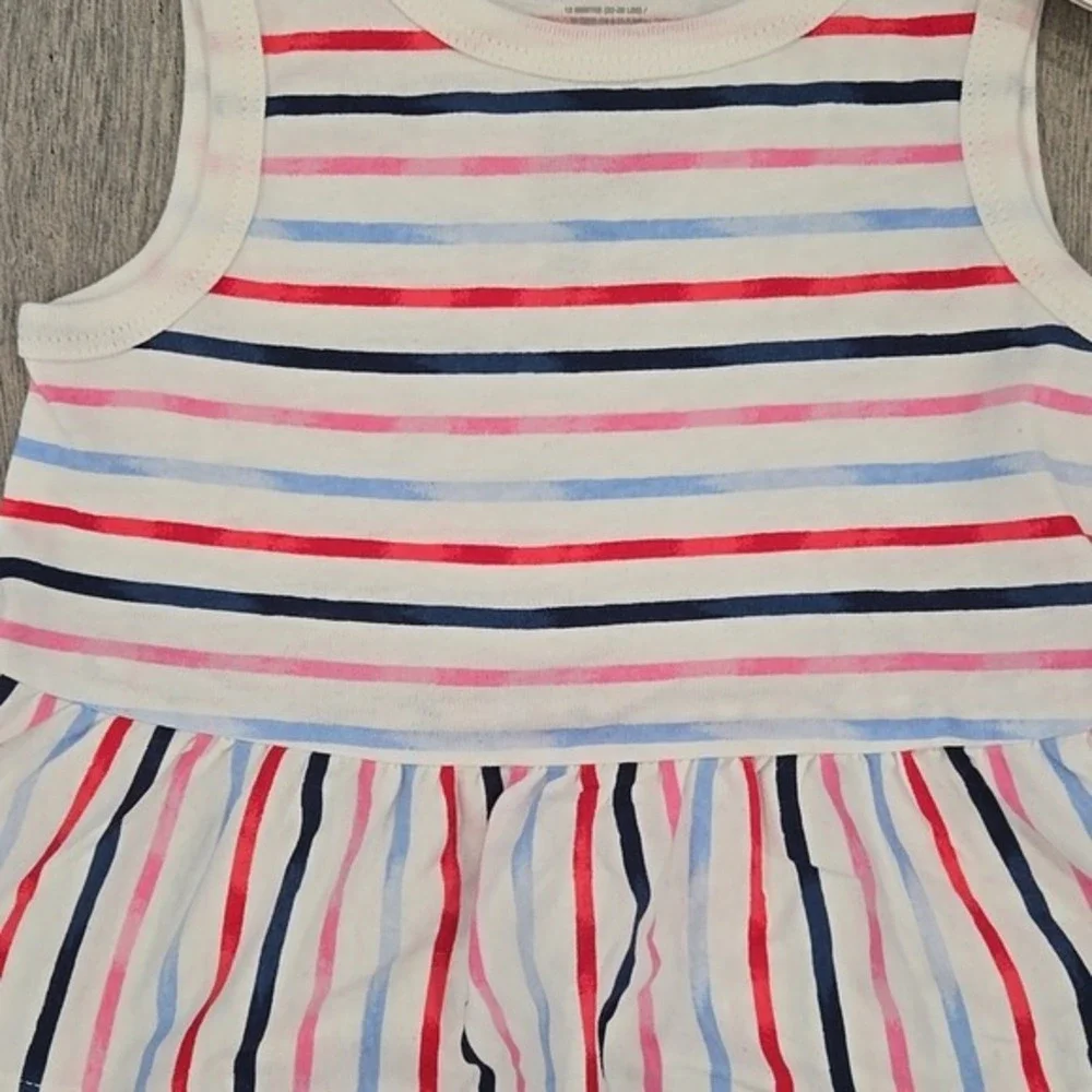 First Impressions Baby Girls 12M Striped Peplum Top and Bloomer Set‎ Multi Blue